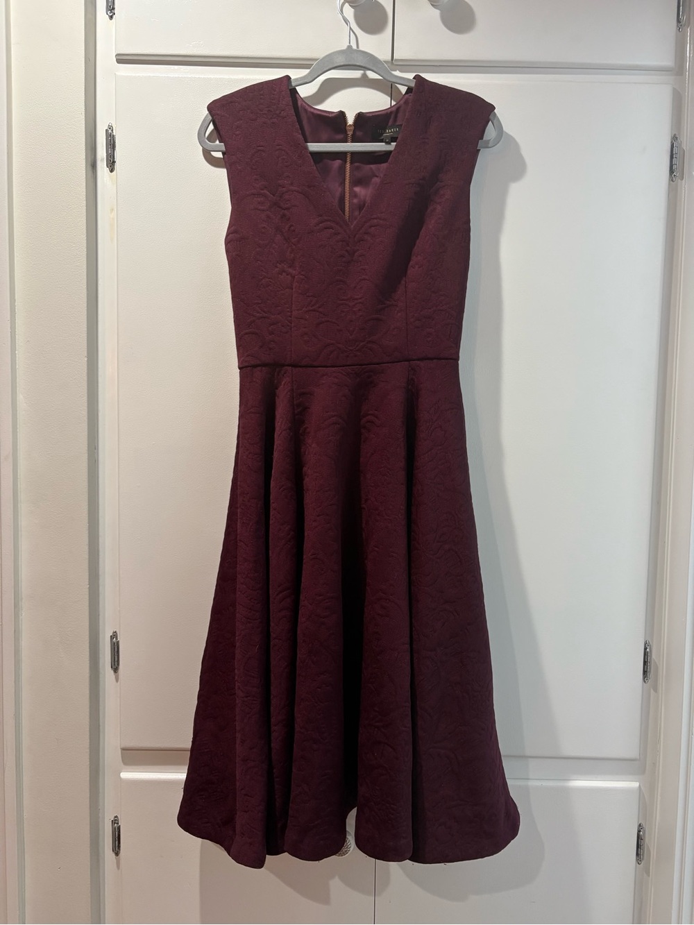 Ted Baker Girls' Burgundy Textured Fit-and-Flare Dress UK 2; US 6